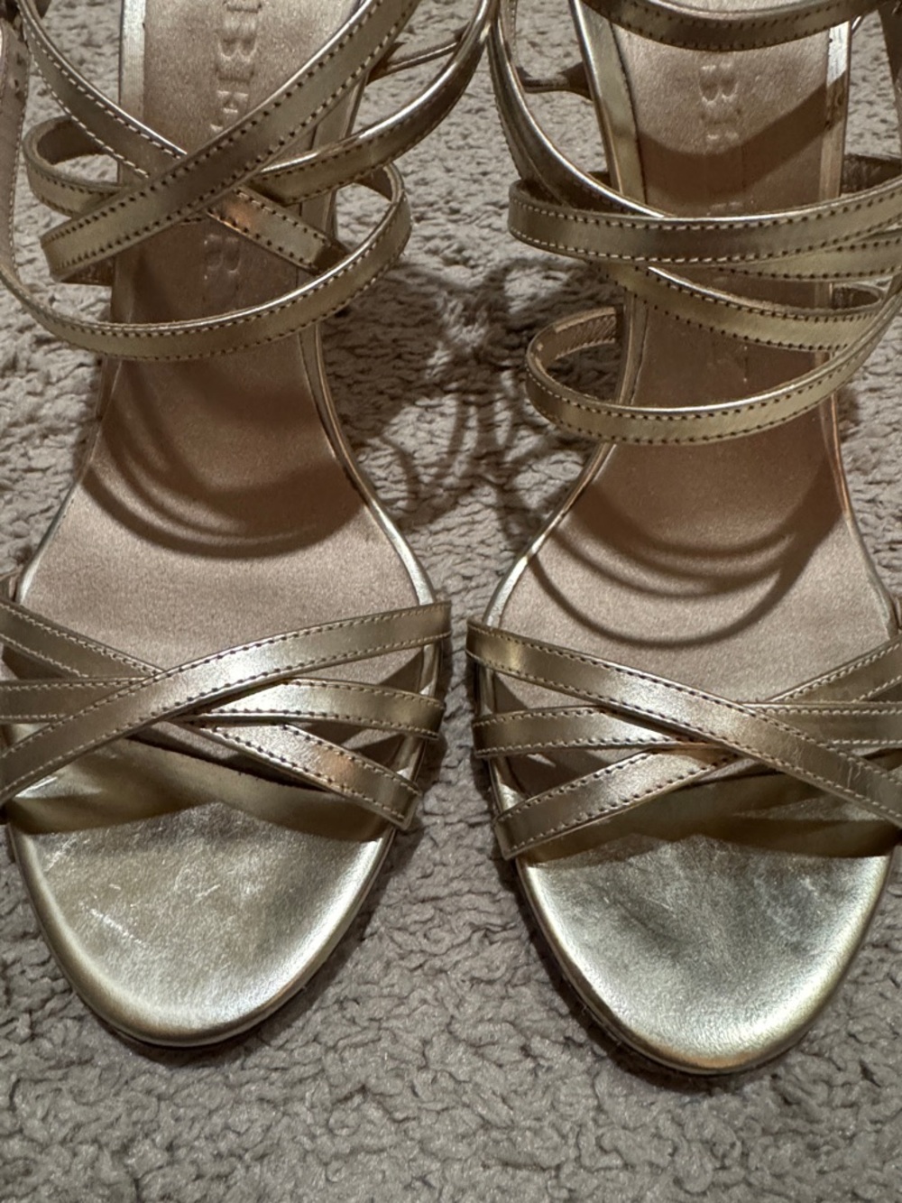 Burberry Metallic Gold Strappy Ankle-Wrap Heels - Picture 2 of 8
